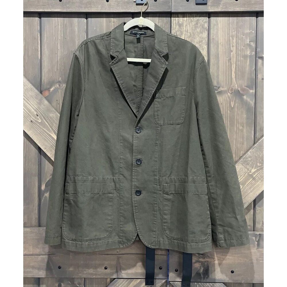 Banana Republic‎ Green Olive Color Slim Fit Canvas Jacket 3 Buttons Size 44R